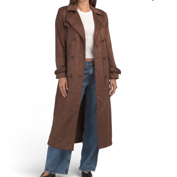 NEW HOUSE OF HARLOW 1960 Faux Suede Long Jacket IN BROWN 1025 8m4 - Picture 1 of 3